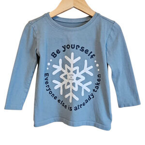 Life Is Good Toddler Long Sleeve Shirt Blue Snowflake Graphic Be Yourself 2T